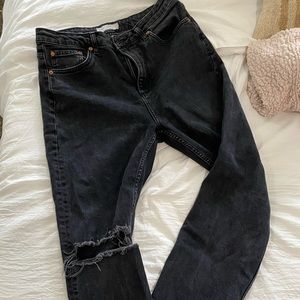 Top shop distressed charcoal jeans